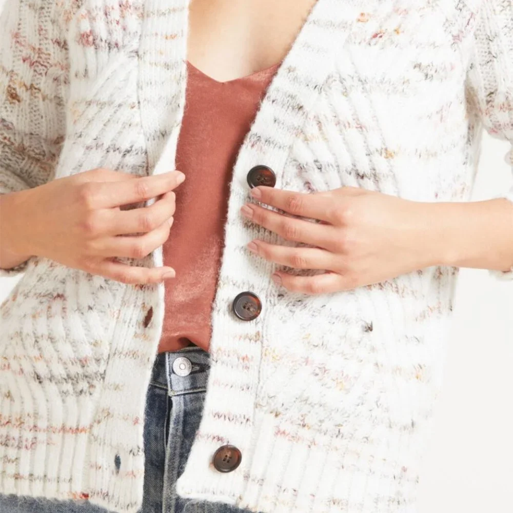 Anthropologie RD Style Conscious Adeline Marl Cardigan Recycled Sustainable M - Picture 3 of 8